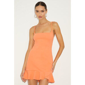 Lulus Compelling Composure Peach Sleeveless Ruffled Bodycon Mini Dress Orange